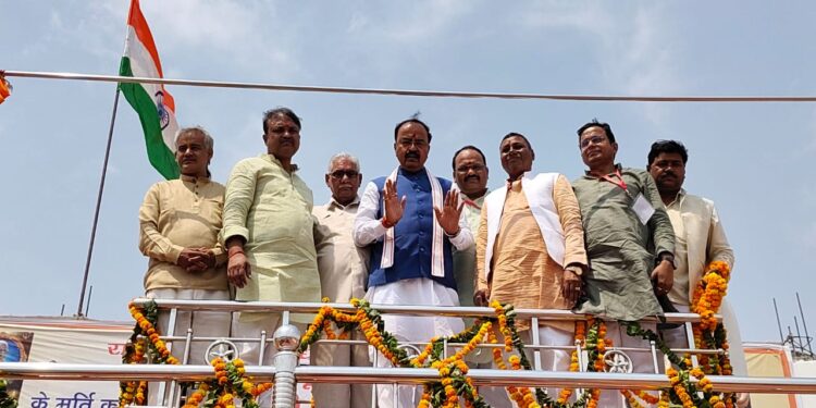 BHADOI :सपा का पीडीए परिवारवाद गुंडों और माफियाओं के लिए  : केशव प्रसाद मौर्य  